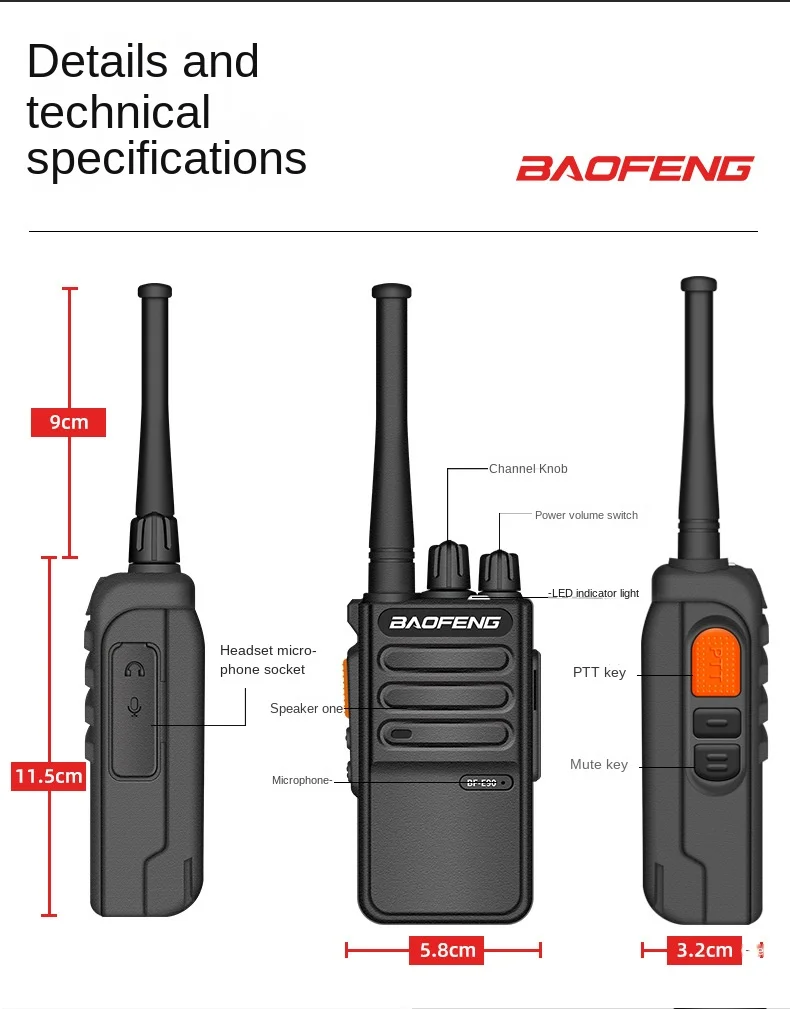 Baofeng Bf-e90 Walkie Talkie Baofeng V4o High Power Outdoor Handheld Radio Station Civil Communicator