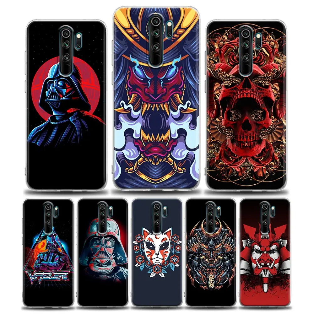 

Clear Phone Case for Redmi 10C Note 7 8 8T 9 9S 10 10S 11 11S 11T Pro 5G 4G Plus Silicone Case Cover Darth Vader Samurai Tattoo