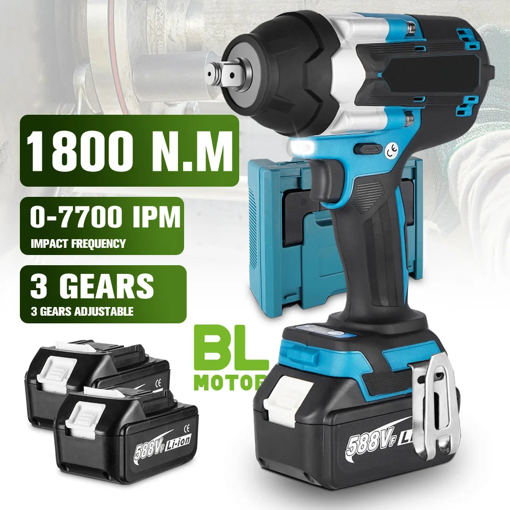 1500 Вт 1800 Нм бесщеточный электрический ударный гайковерт с крутящим моментом 1/2