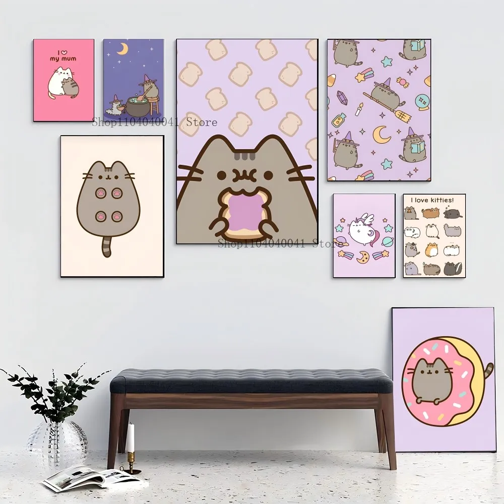 Современный стильный постер с мультяшным принтом P-Pusheen для дома гостиной отеля