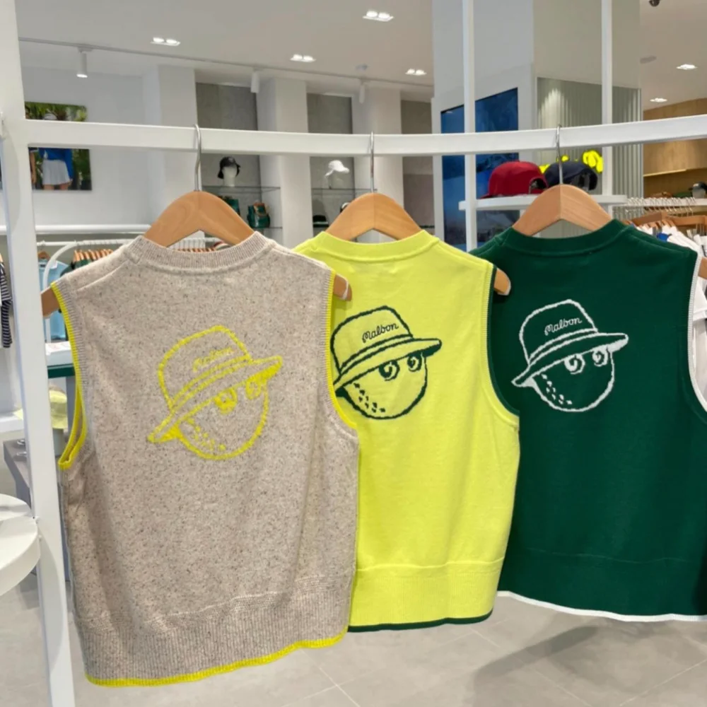 Korean Style Sleeveless Knitted Vest Outdoor Casual Golf Clothes Women High Elastic Fashion Versatile Sweater