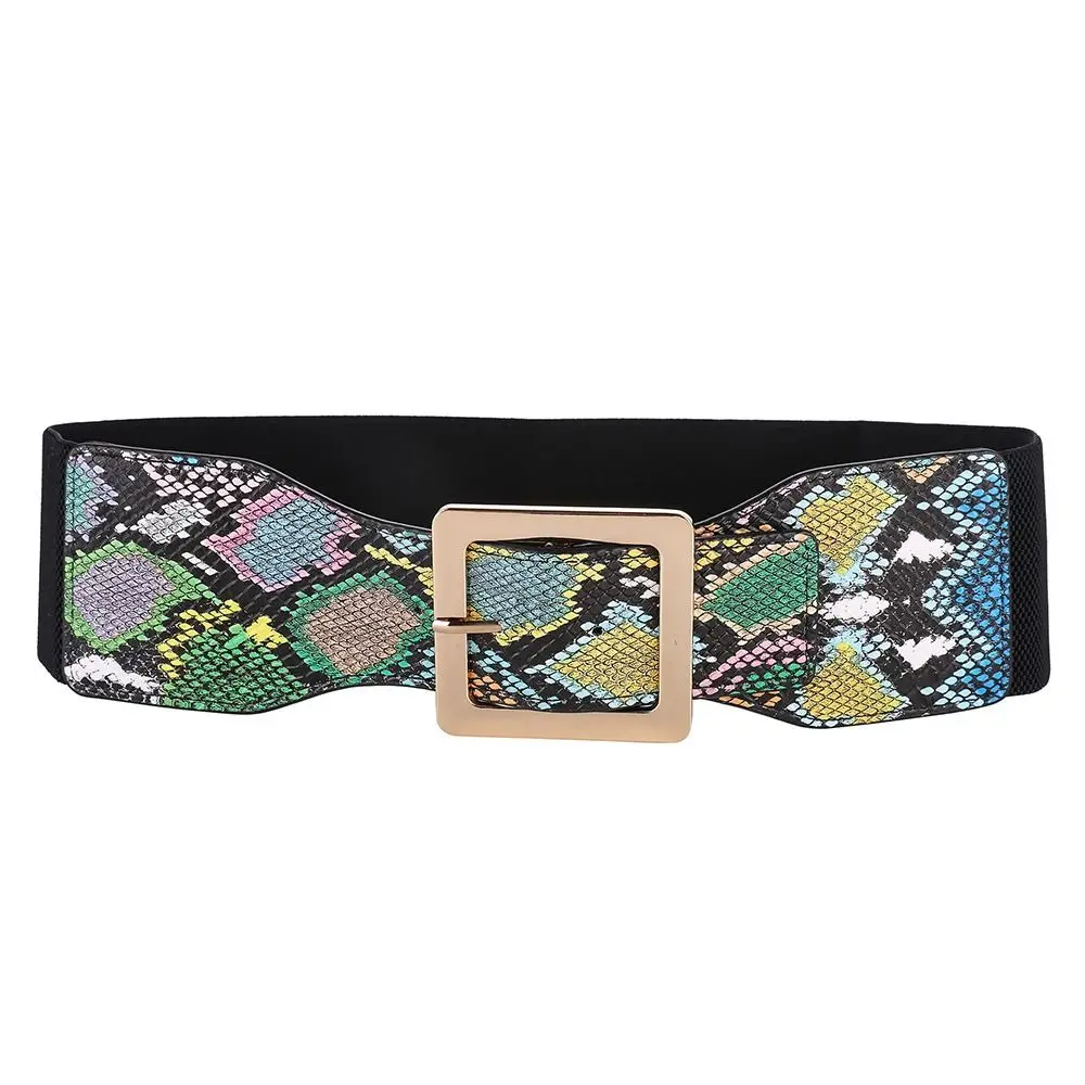 

Эластичный Роскошный дизайнерский брендовый металлический корсет с пряжкой широкие ремни кожаный пояс с рисунком змеиной кожи