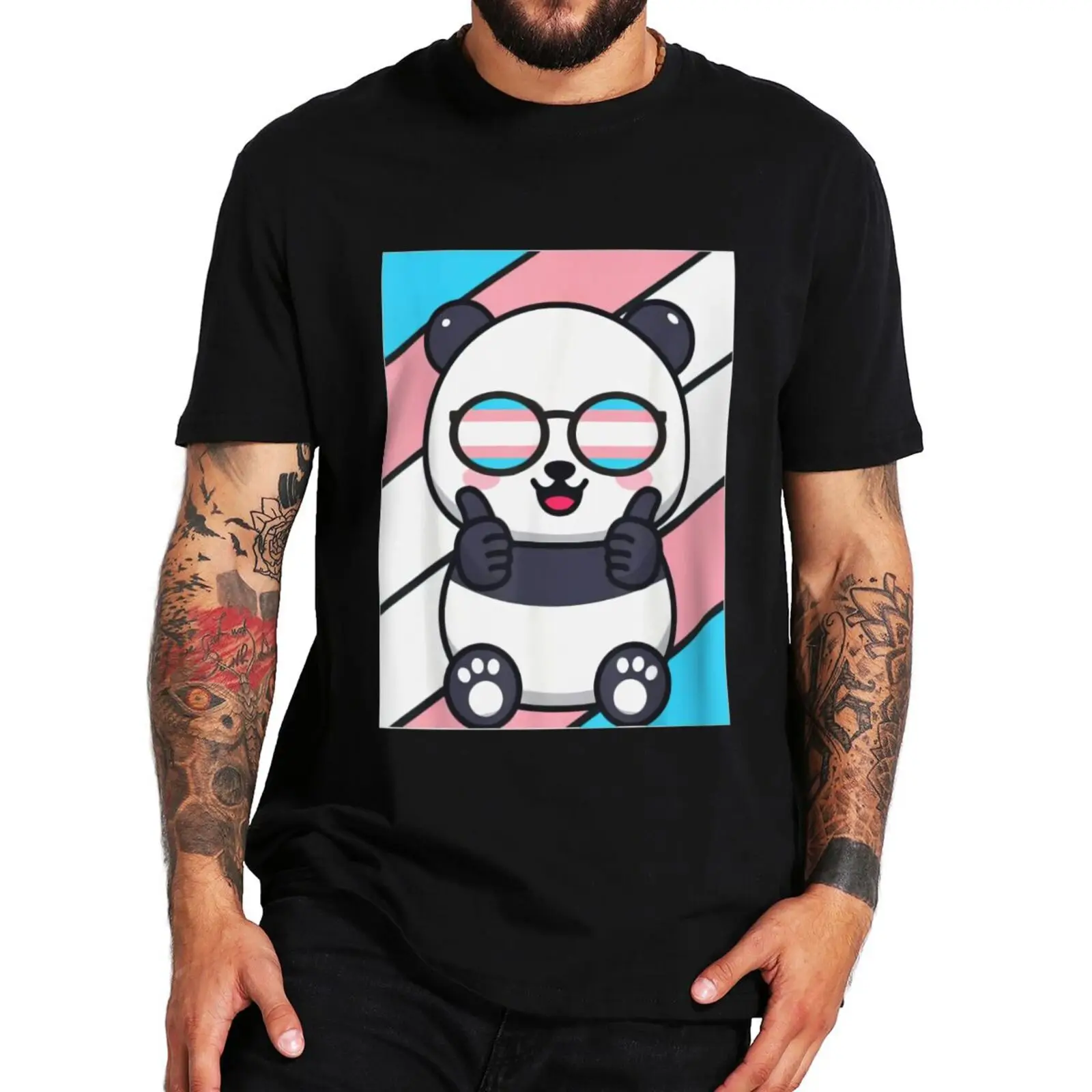 

Panda Pride Transgender T Shirt Funny LGBTQ Proud Humor Short Sleeve Casual 100% Cotton Unisex EU Size Soft T-shirts