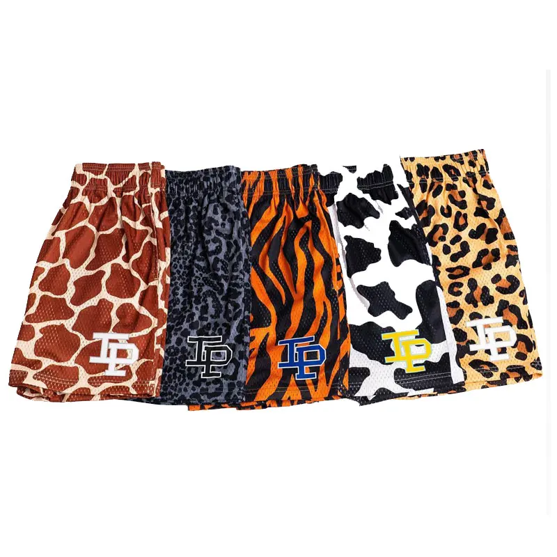 Summer Leopard Print Shorts Men Women Classic GYM Basketball Fitness Workout Mesh Shorts Fashion Star Clothes Beach Casual Short