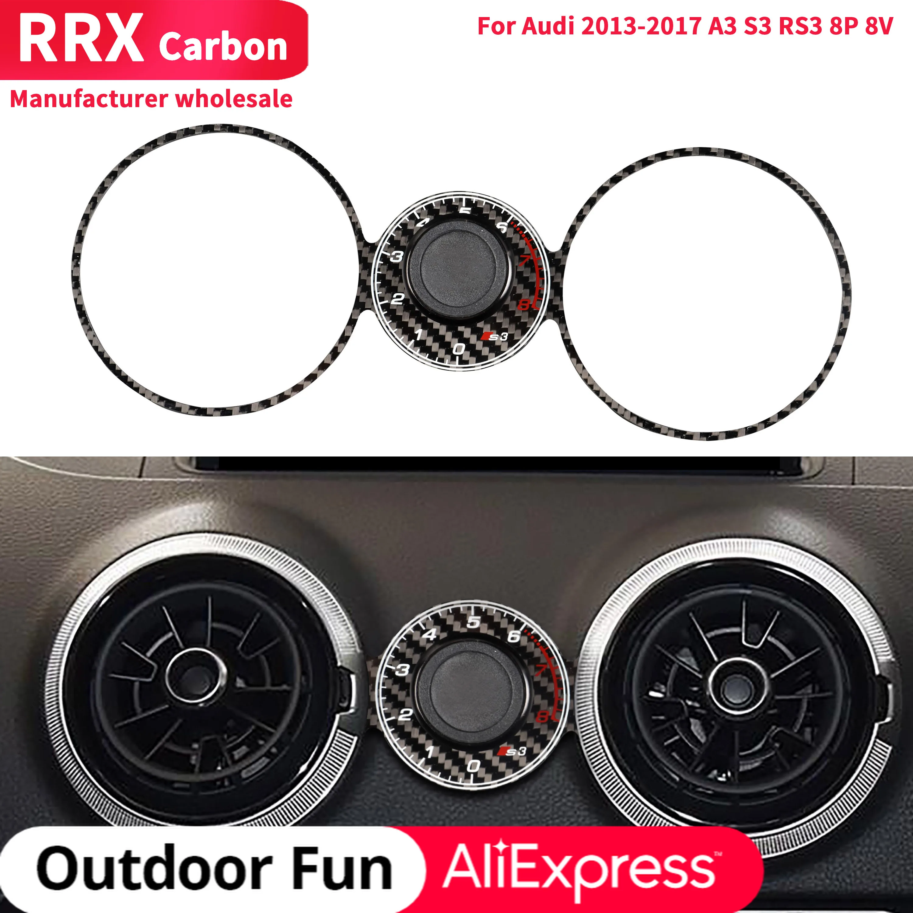 

1 Piece Accessorie Mobile Phone Holder For Left And Right Use Style For Audi A3 S3 RS3 8P 8V 2013-2017 True Carbon Fiber Black