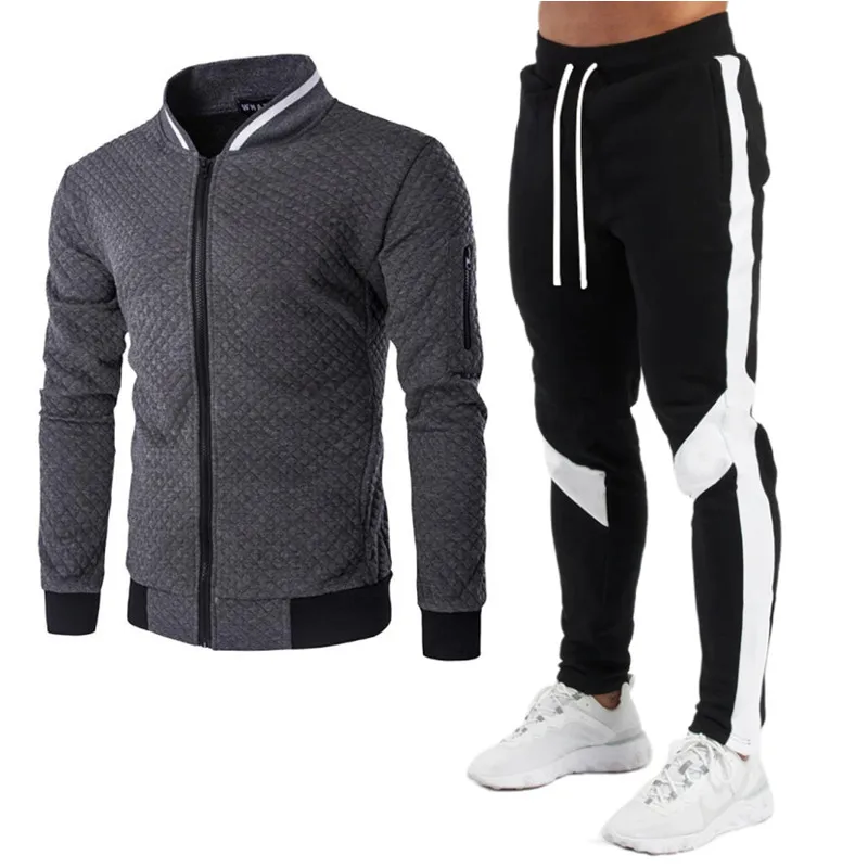 2023 spring and autumn new men's sports printed hoodie suit, fashion men's luxury plush zipper casual designer sportswear 2-piec