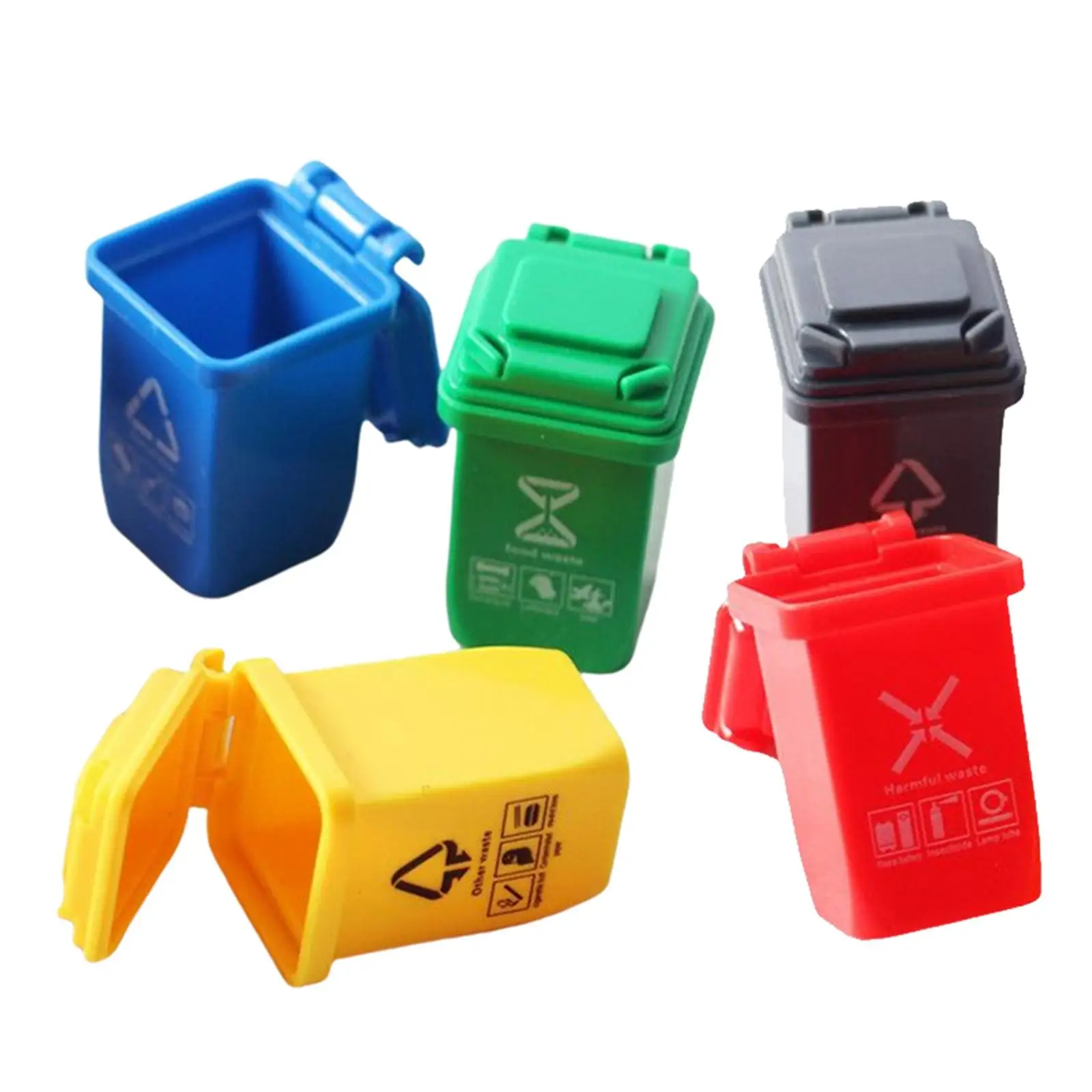 

Set of 5 Miniature Trash Cans for 1/12 Scale Dollhouse Furniture