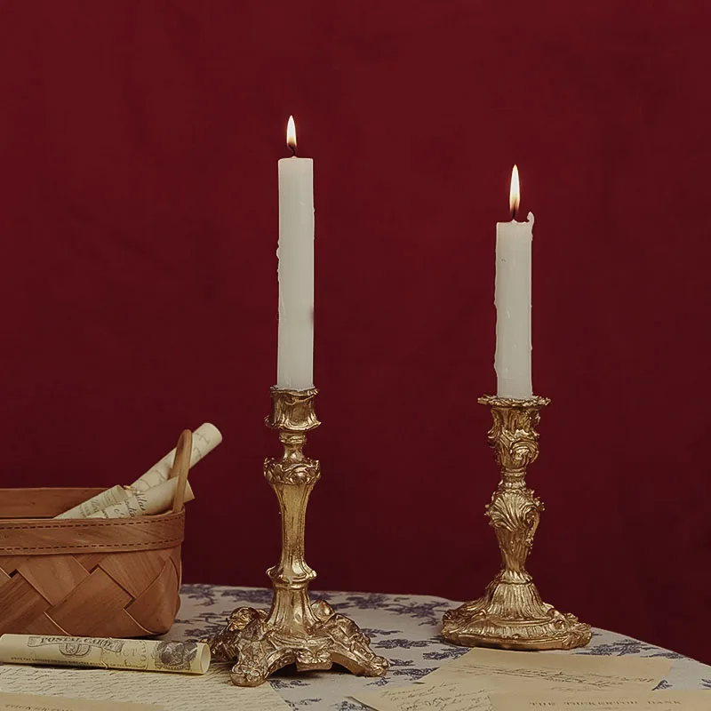 Baroque Candlesticks Vintage Candle Dinner Table Home Decoration Wedding Ornaments Photo Props