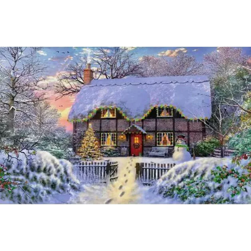 Набор для алмазной вышивки AB с изображением кабины в заснеженном лесу