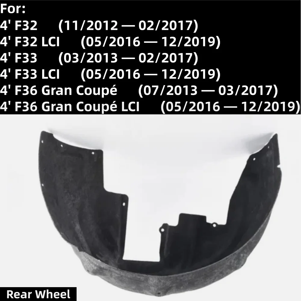 Фото Для BMW 4 серии F32 F33 F36 428i 430i 435i 440i 2014-2020 Передние и задние подкрылки (OE: 51717260729/730 747/748 703/704) №4