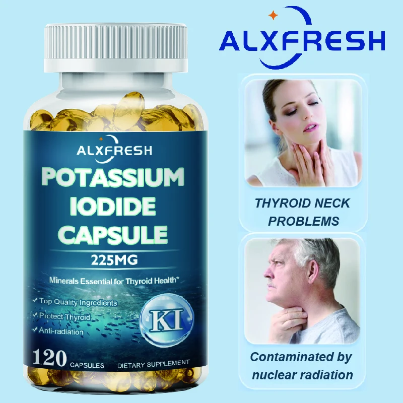 

Potassium Iodide Capsules Supplement Dietary Thyroid Support Protectant KI Iodine Tablets Vitamin Optimum Potassium - 225 mg
