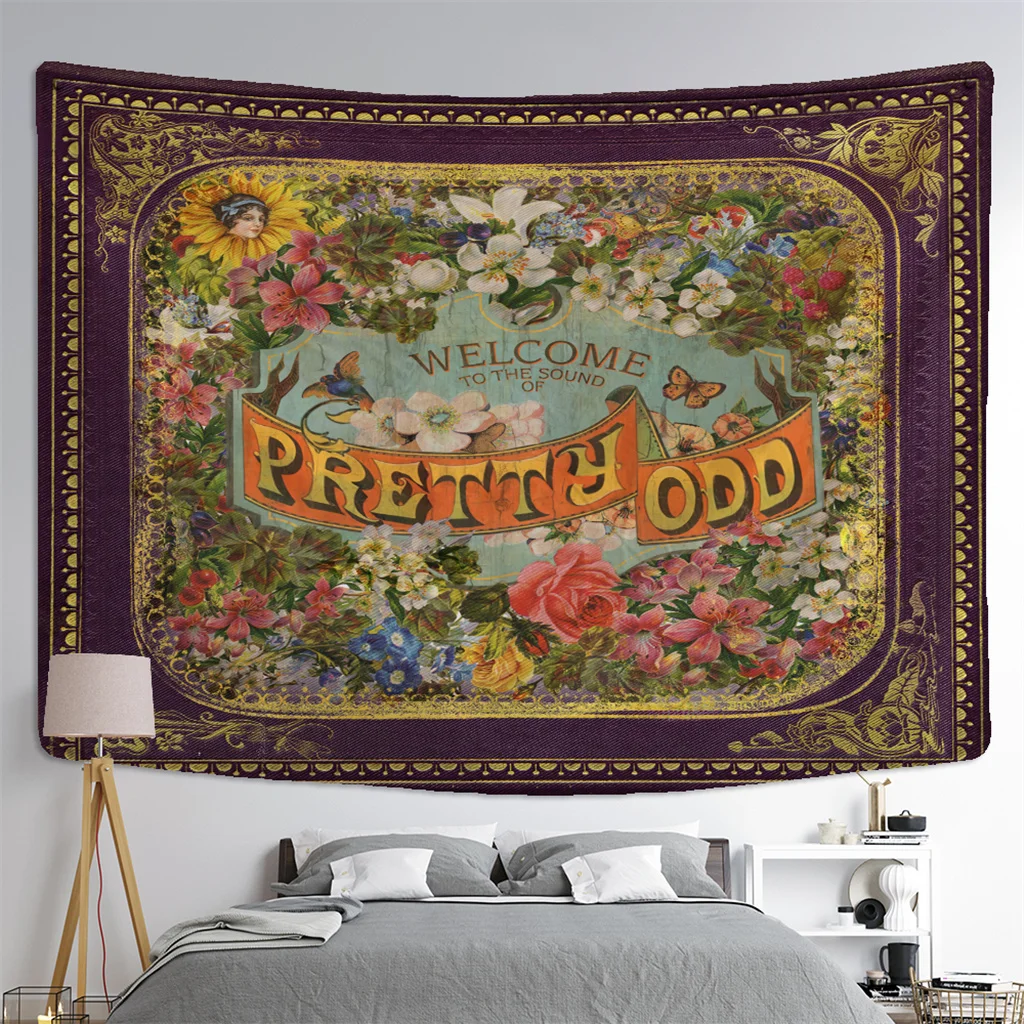 Retro Illustration Art Bohemian Boho Gothic Tapestry Wall Hanging Blanket Custom Vintage Fabric Psychedelic Bedroom Livingroom