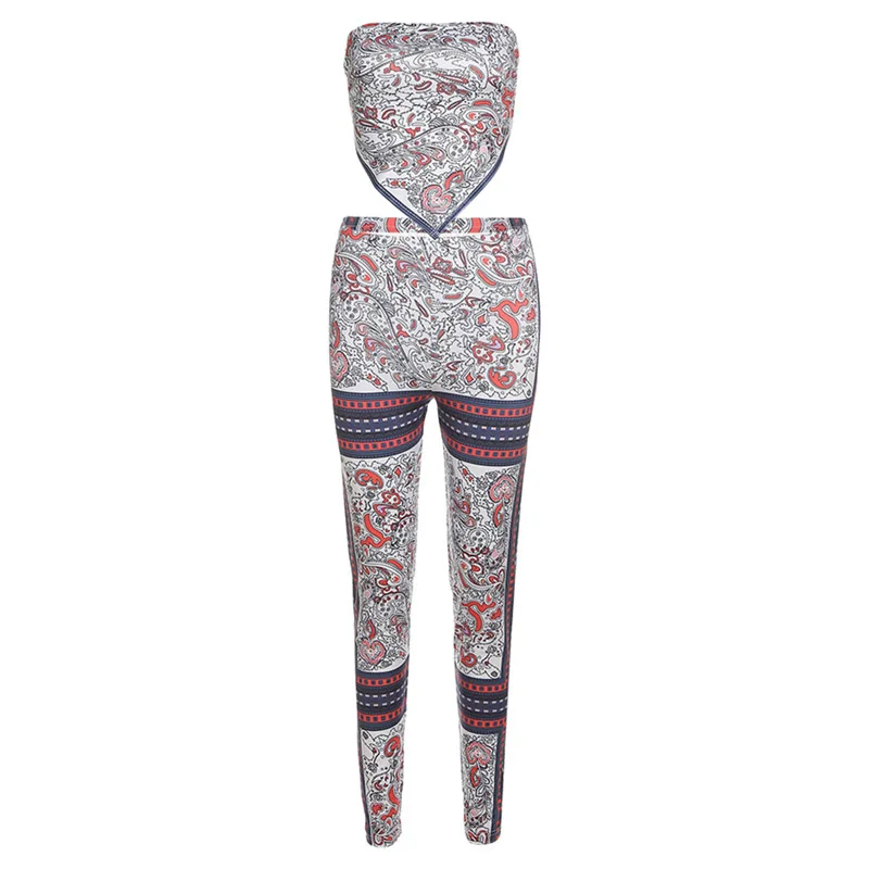 2022 Best Price Summer Women's Sexy Digital Print Chest Wrap Back Top Hip Lift Tight Tracksuit |