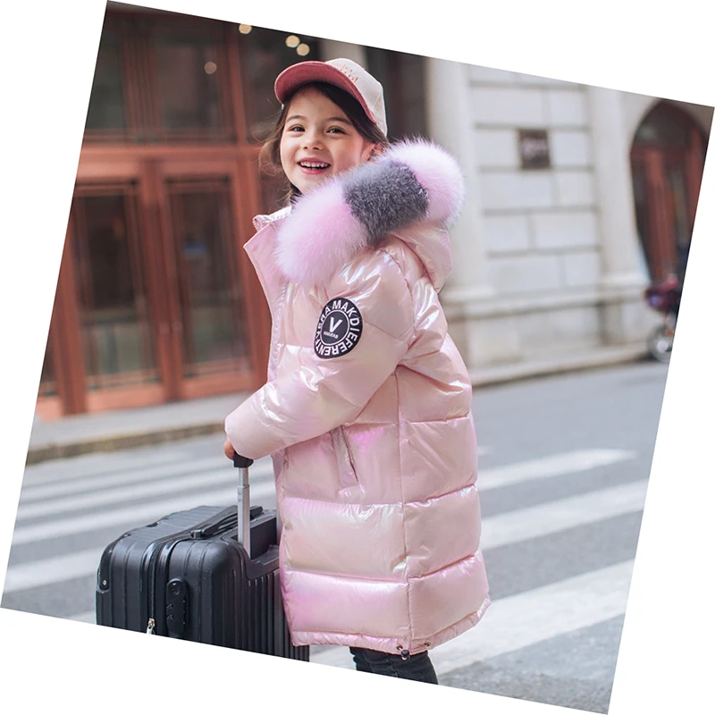 

2022 Winter Down Jacket For Girls Coat Waterproof Shiny Hooded Children Outerwear Clothing 5-14 Year Teenage Kids Parka Snowsuit