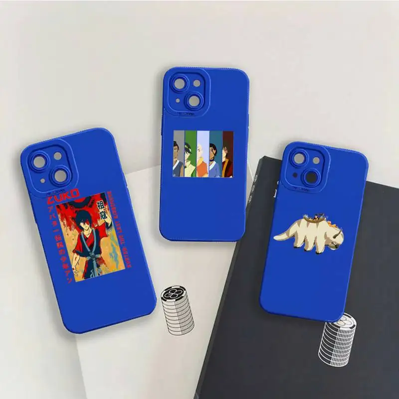 

Avatar the Last Airbender cartoon Phone Case For iPhone 13 12 11 Pro MAX Mini X XS XR 7 8 Plus Liquid Silicone Klein Blue