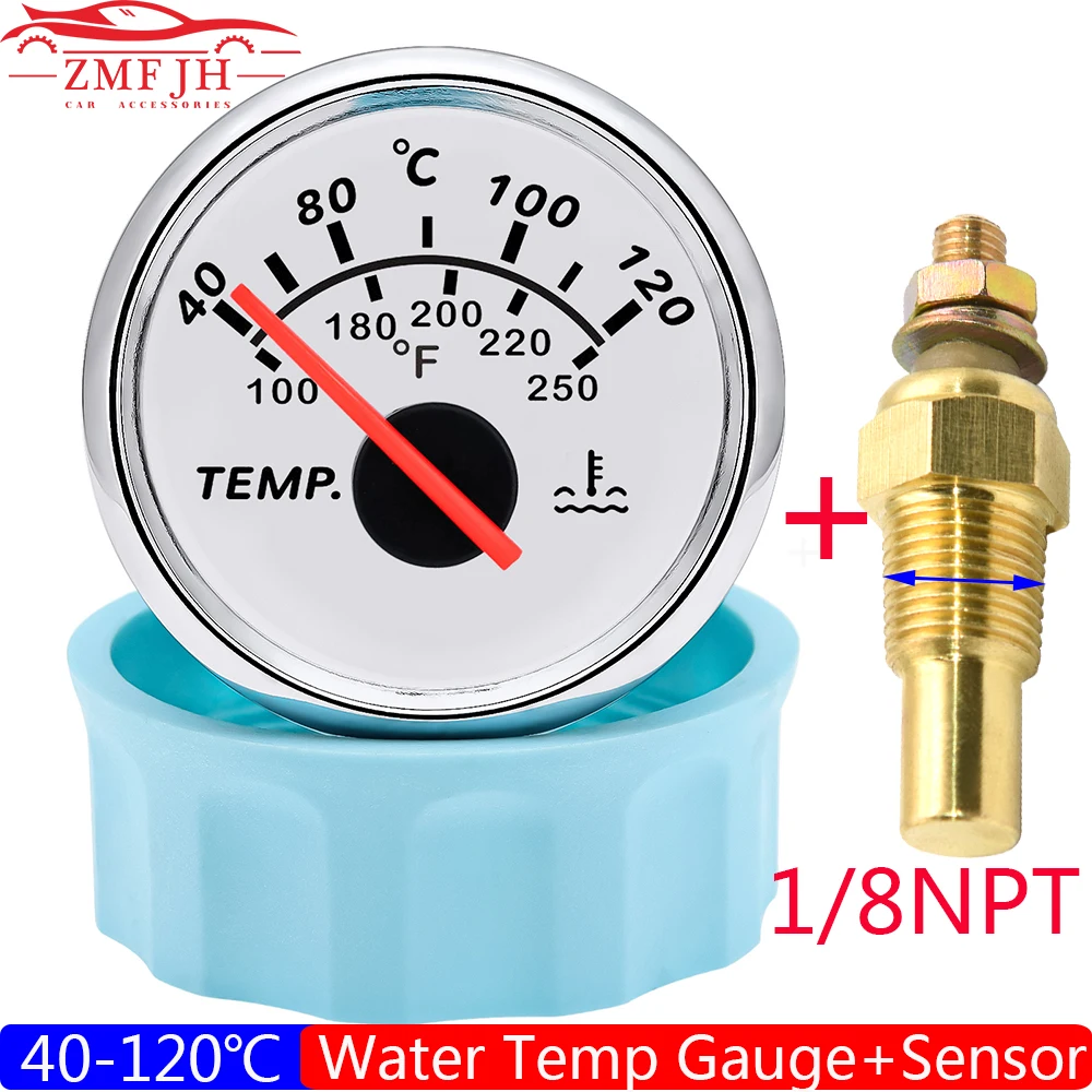 

Новейший измеритель температуры воды 40-120 ℃ с датчиком 1/8NPT 1/4NPT красный светодиодный 52 мм измеритель температуры воды 100-250 ℉ для автомобильн...