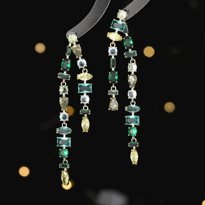 

Женские серьги-подвески из серебра 925 пробы, с цветным Цирконом