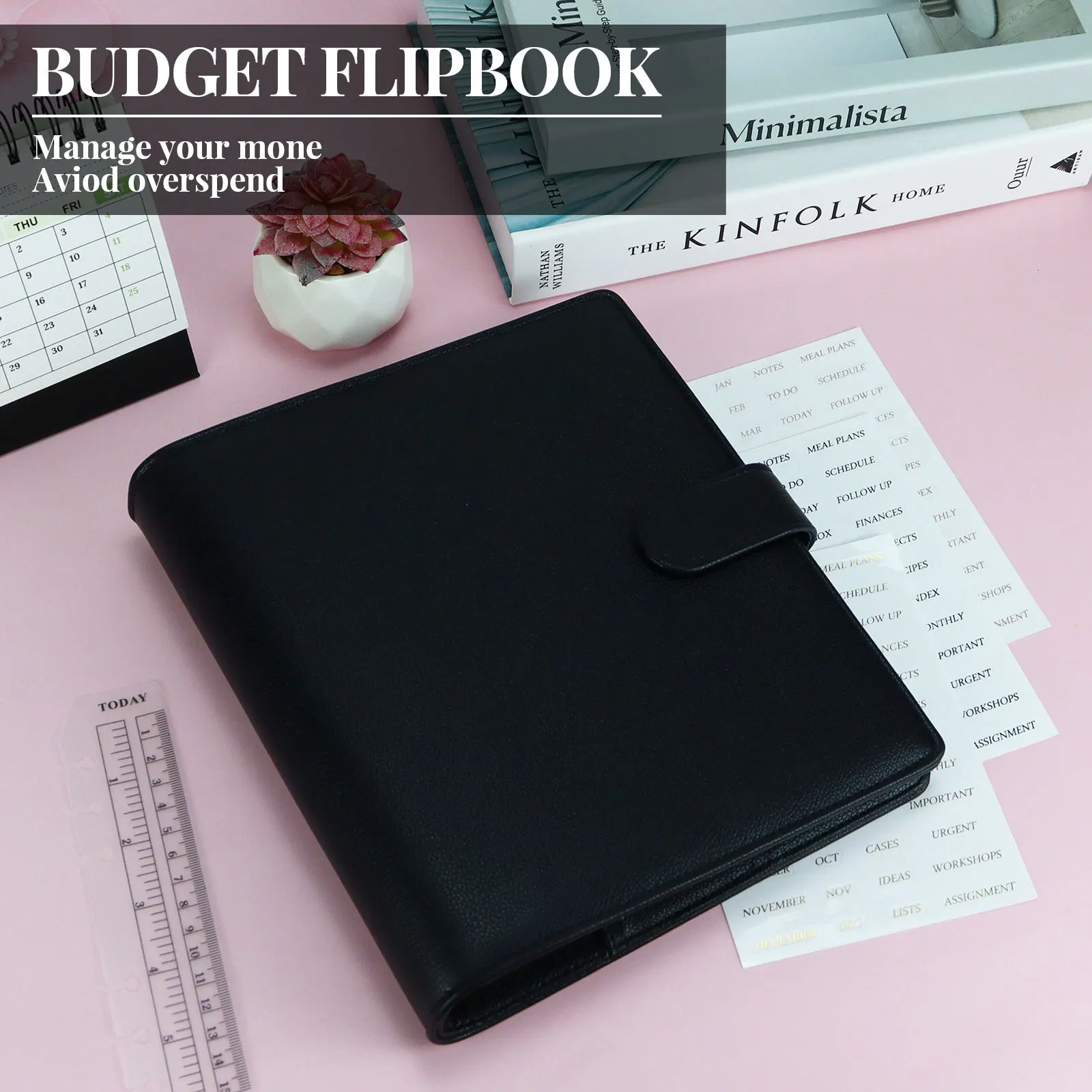 

Блокнот формата А5 с розовым и черным сращиванием, золотое кольцо 2,5 см, зажим из искусственной кожи, обложка для блокнота, журнал, каваи, канцелярские принадлежности