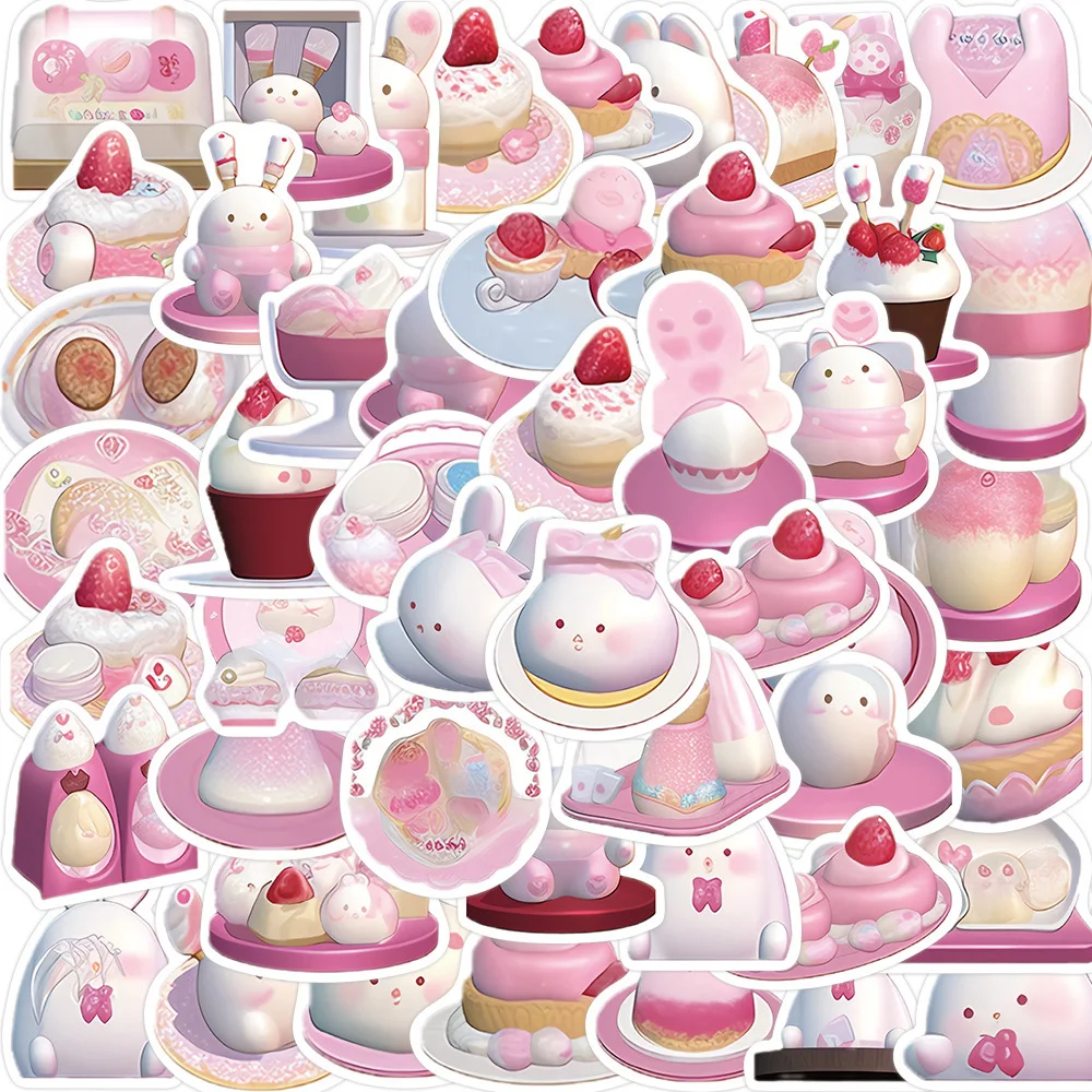 

10/30/49PCS Pink Pudding Cake Bunny Cartoon Sticker DIY Phone Laptop Luggage Skateboard Graffiti Decals Fun for Kid Toy
