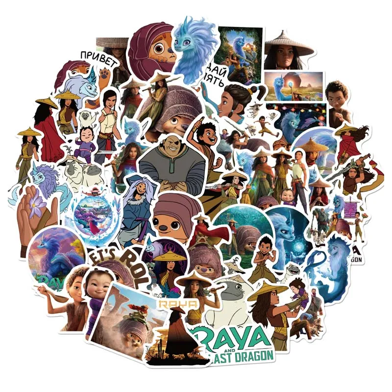

Raya and The Last Drago Sticker Set Wall Decor Table Guitar Skateboard Motorcycle Sticker Girl Favourite Party Gift Kid Toys