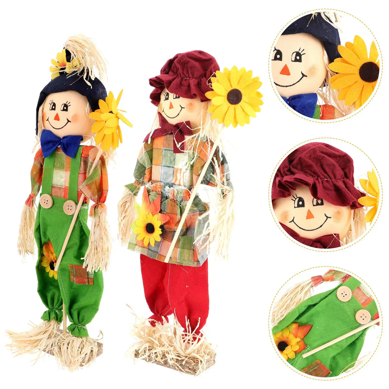 

2pcs Halloween Scarecrow Ornaments Adorable Scarecrow Decors for Garden Party Decoration Yard Lawn Signs Scene Layout Ornament