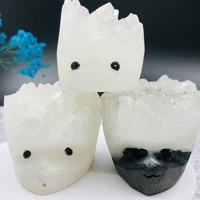 65 150g natural white crystal cluster clear quartz reiky gem hedgehog handmade carving stone crafts animal decoration