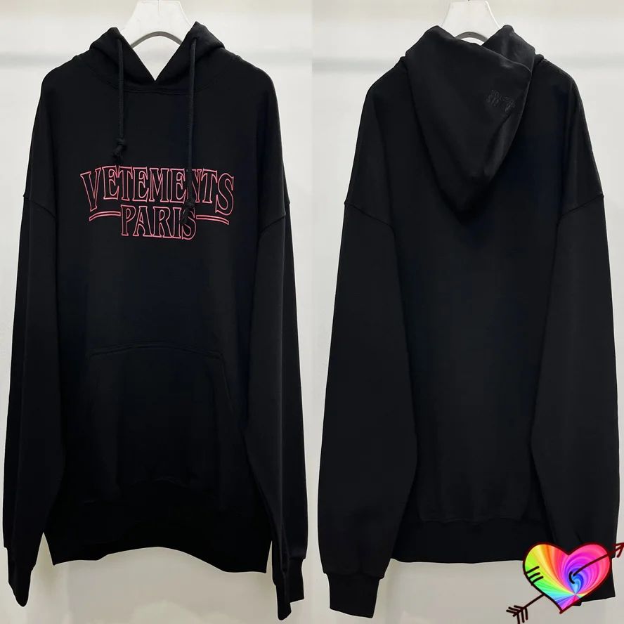 

Black Collection Vetements Hoodie Men Women Thick Heavy Vetements Paris Logo Sweatshirts Oversize Limited Edition VTM Pullovers