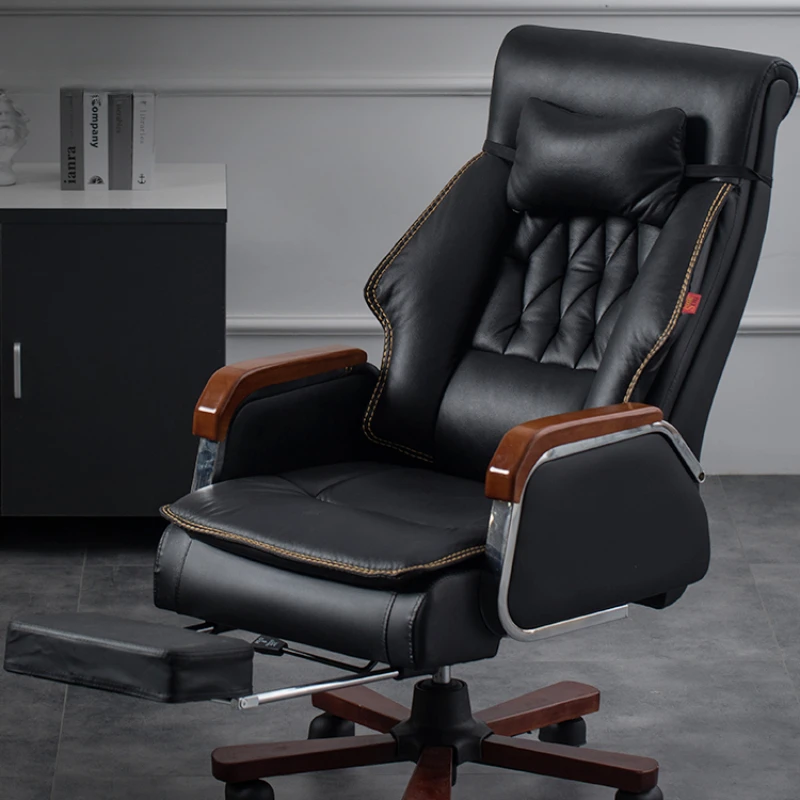 S Cowhide Lifting Swivel Reclining Boss Office Chairs Massage Stoelen Home Furniture Wz50oc