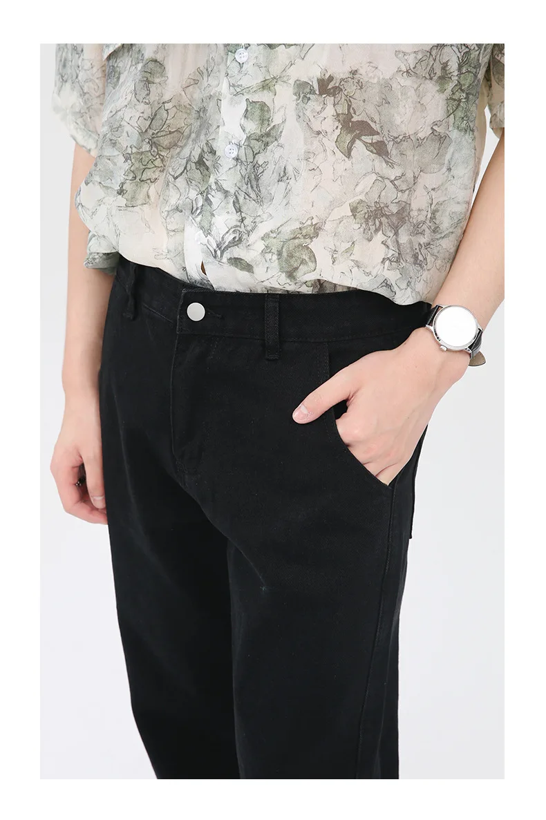 Four Seasons Men's Jeans Korean Style Zipper Slit Breasted Design Jeans Y2k Pants Streetwear Men Jeans Pants Slim Fit Streetwear