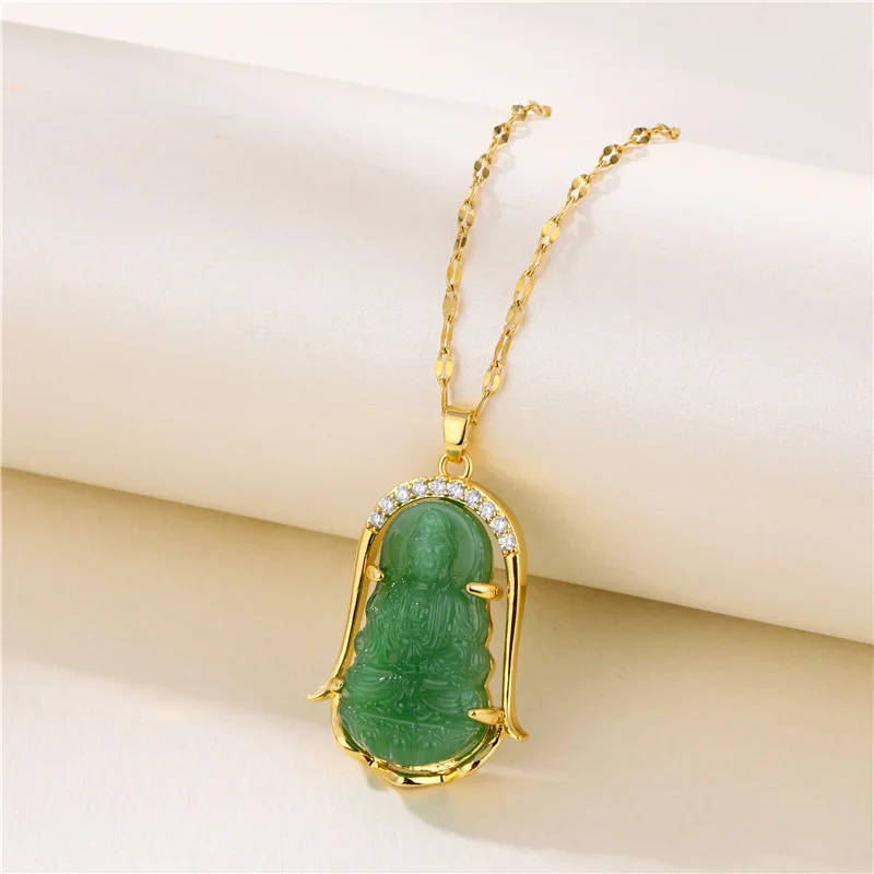 

Natural Green Hand Carved Guanyin Jade Pendant Fashion Boutique Jewelry Men and Women Guanyin Necklace Gift Accessories
