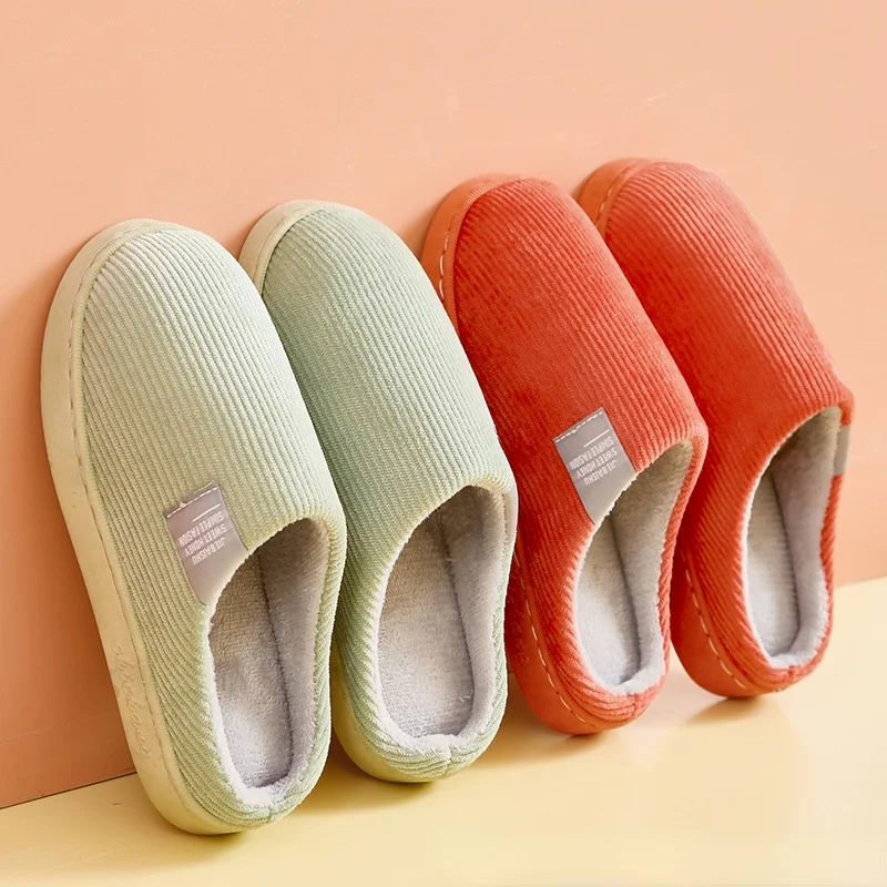 

Winter Warm Cotton Slippers Women Indoor Household Bedroom Non-slip Slippers Thick-soled Plush Shoes Soft Comfortable Shoes