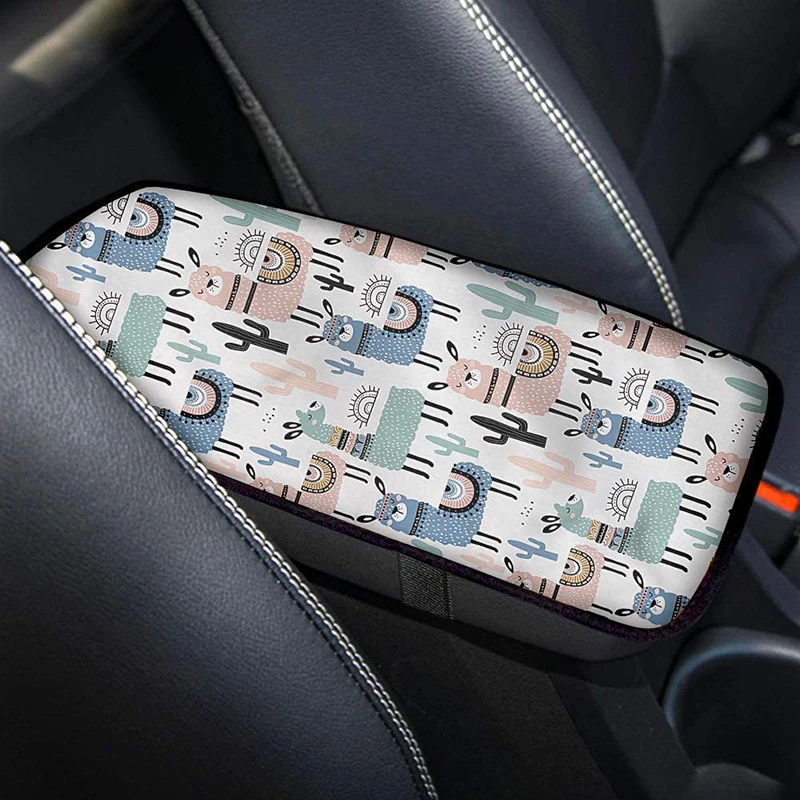 

Cute Anime Alpaca Design Car Armrest Pad 1PCs Rubber Material Non-Slip Comfortable Storage Box Pad For Hyundai Elantra