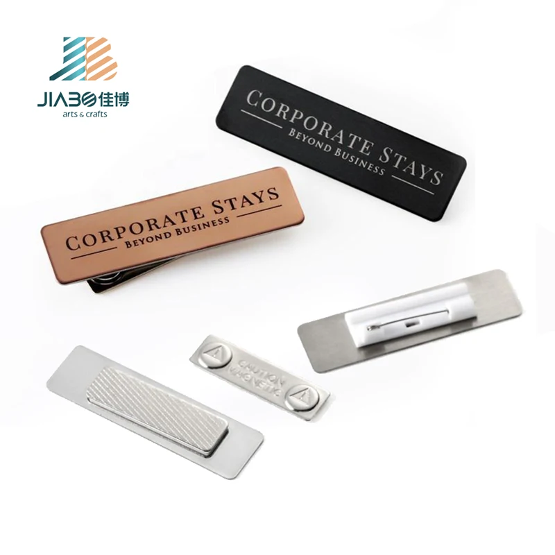 Custom Blank Sublimation Brand Stainless Steel Metal Business Employee School Golf Name Tag Sticker Badge Magnet Name Tag