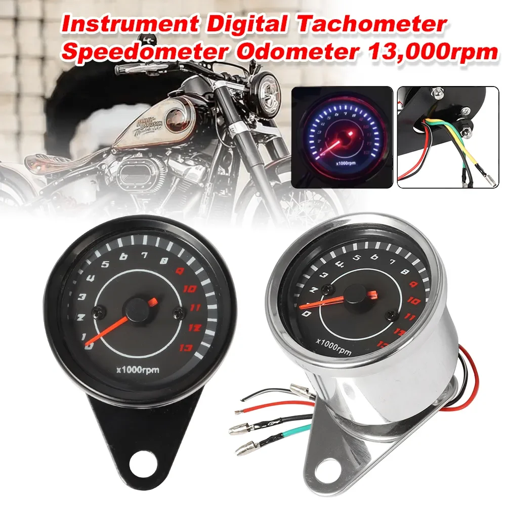 

Meter Speedometer Gauge LED Backlight 13000 RPM Instrument for Harley DC 12V Universal Motorcycle Tachometer Electronic Tach