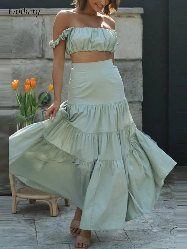 

Новый дизайн, Женский комплект из двух предметов, элегантный женский топ и юбка с высокой талией, женские повседневные Костюмы 2022