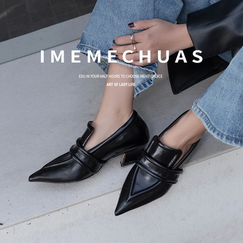 Женская обувь на среднем каблуке сексуальные туфли-лодочки в базовом стиле