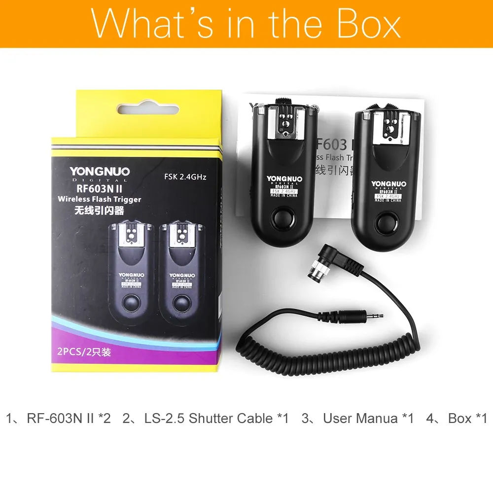 YONGNUO RF-603 II Flash Trigger 2 трансивера Set Shutter Release для Nikon N1 N3 |
