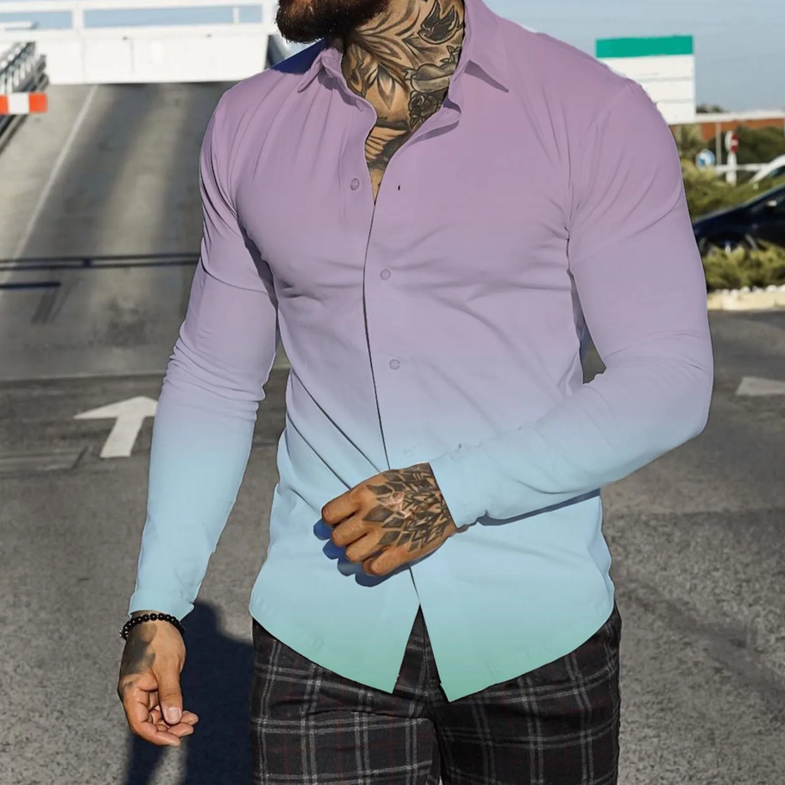 

Men Autumn Winter Single Breasted Casual Lapel Full Print Beach Long Sleeve Vacation Outdoor Holiday Shirt Floral Sleeve Shirt