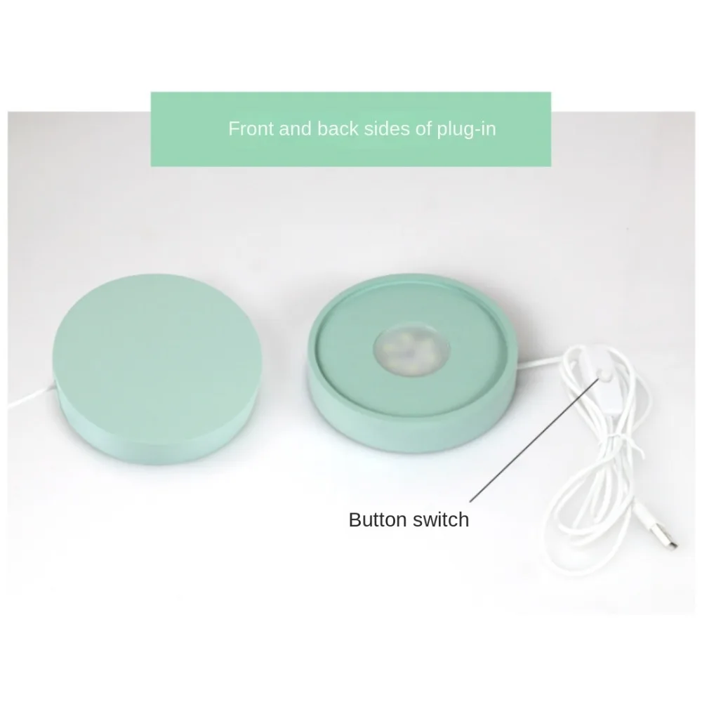 

3pcs Green Pink White LED Lights Display Base 3.94" Round Display Stand Night Lights