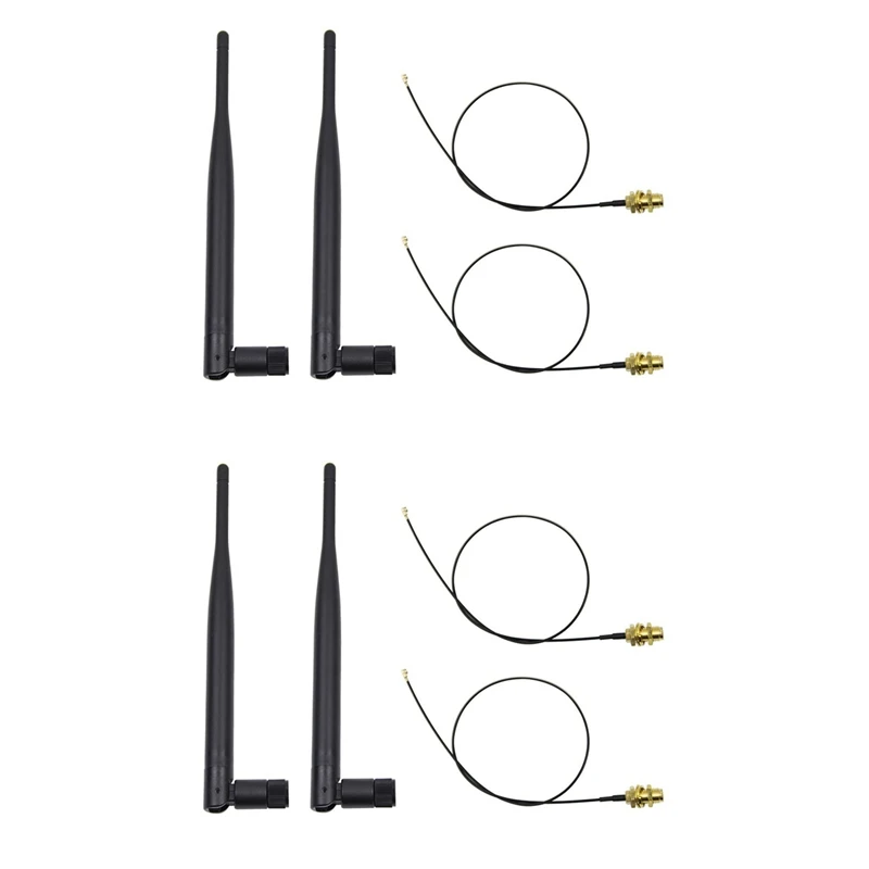 

4 X 6Dbi 2,4 ГГц 5 ГГц Двухдиапазонная Wi-Fi стандартная антенна + 2X35 см U.Fl/кабель IPEX