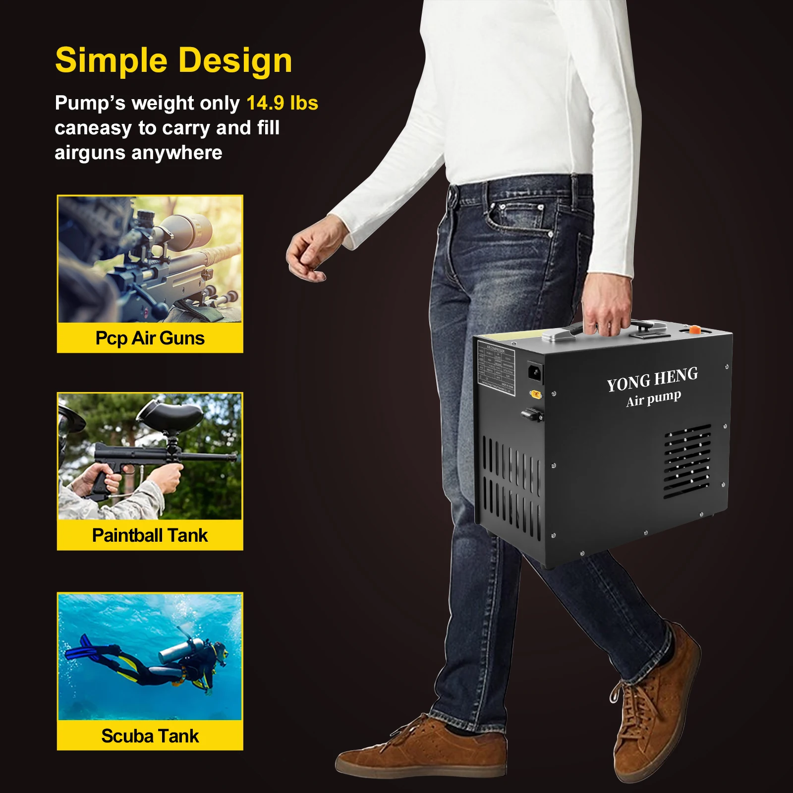 Воздушный компрессор высокого давления YONGHENG 300Bar 4500Psi PCP Встроенный адаптер