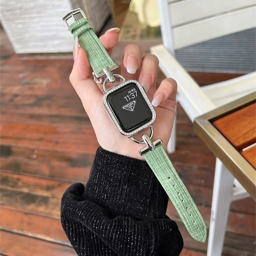 Business Real Leather Loop Bracelet Belt Band for Apple Watch SE 7654 42MM 38MM 44MM 40MM Strap on Smart iWatch 3 Watchband 45mm