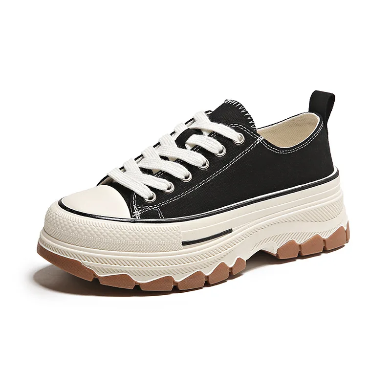 2023 Autumn New Korean Student Thick Sole Breathable Canvas Shoes Casual Shoes Comfortable Breathable Vulcanized Shoes