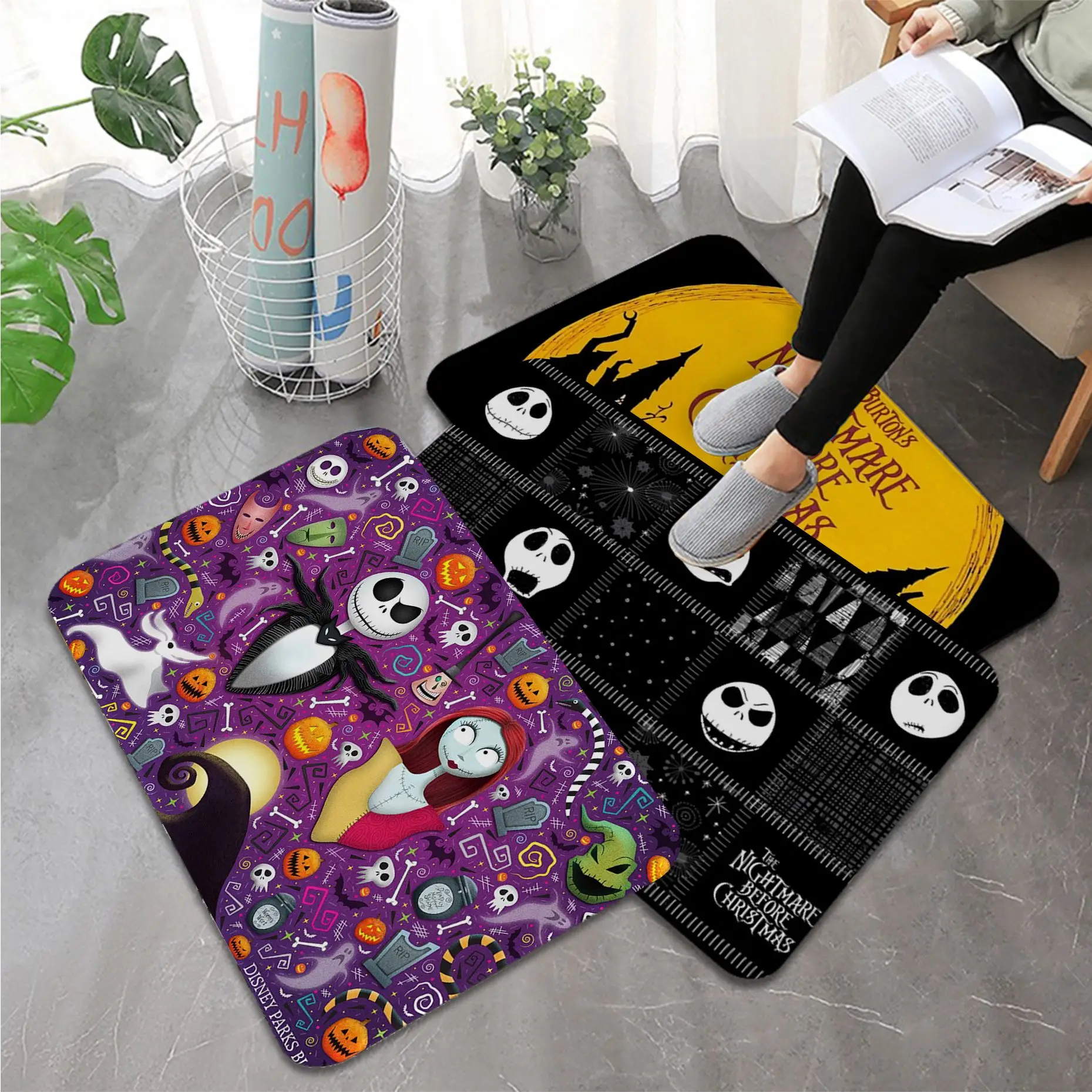 

Disney The Nightmare Before Christma Floor Carpet INS Style Soft Bedroom Floor House Laundry Room Mat Anti-skid Bedside Mats