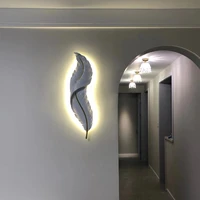 modern white feather wall lamp interior decoration led sconce living room bedroom aisle background wall light white stairs light