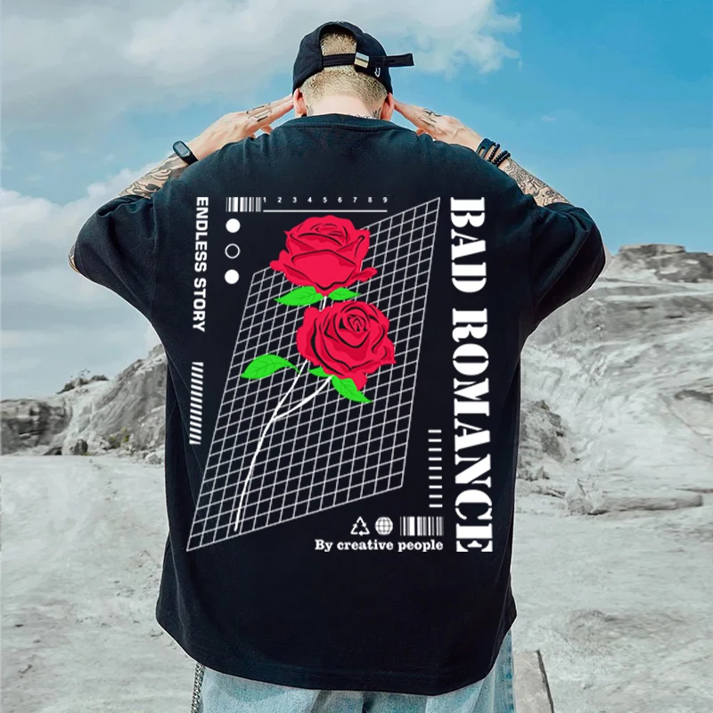 

2022 Bad Romance Summer 100% Cotton Hip-hop Fashion T Shirt Men Causal O-neck Basic T-shirt Male High Quality Classical Tops