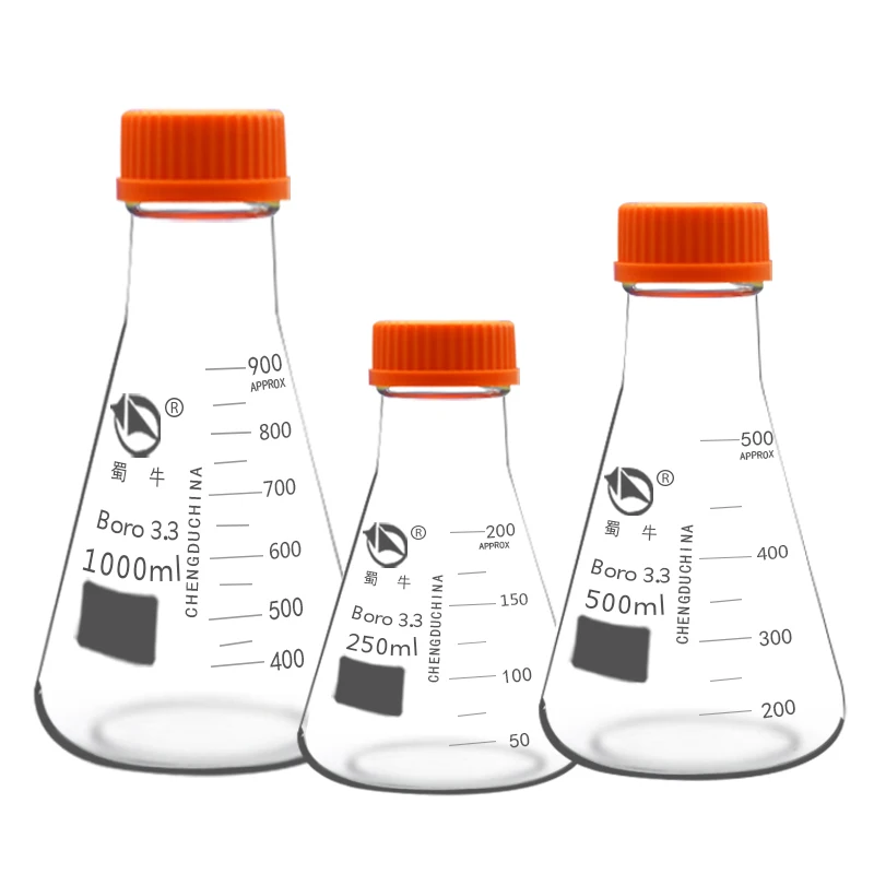 Треугольные колбы из боросиликатного стекла 250/500/1000/2000 мл