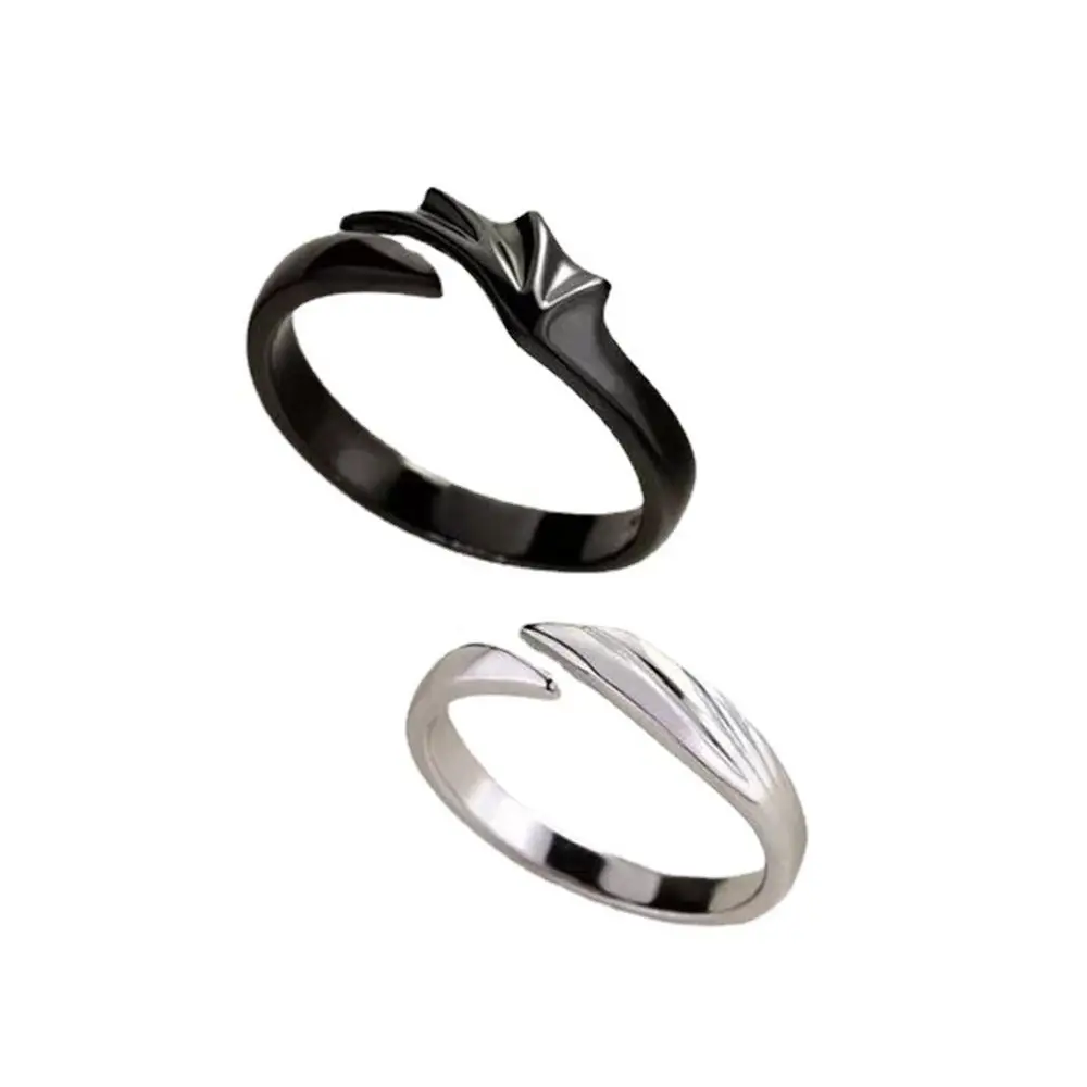 

Hop Wing Feather Fashion Jewelry Lovers Gifts Rings For Women Angel And Devil Valentine's Day Couple Rings Opening Ring