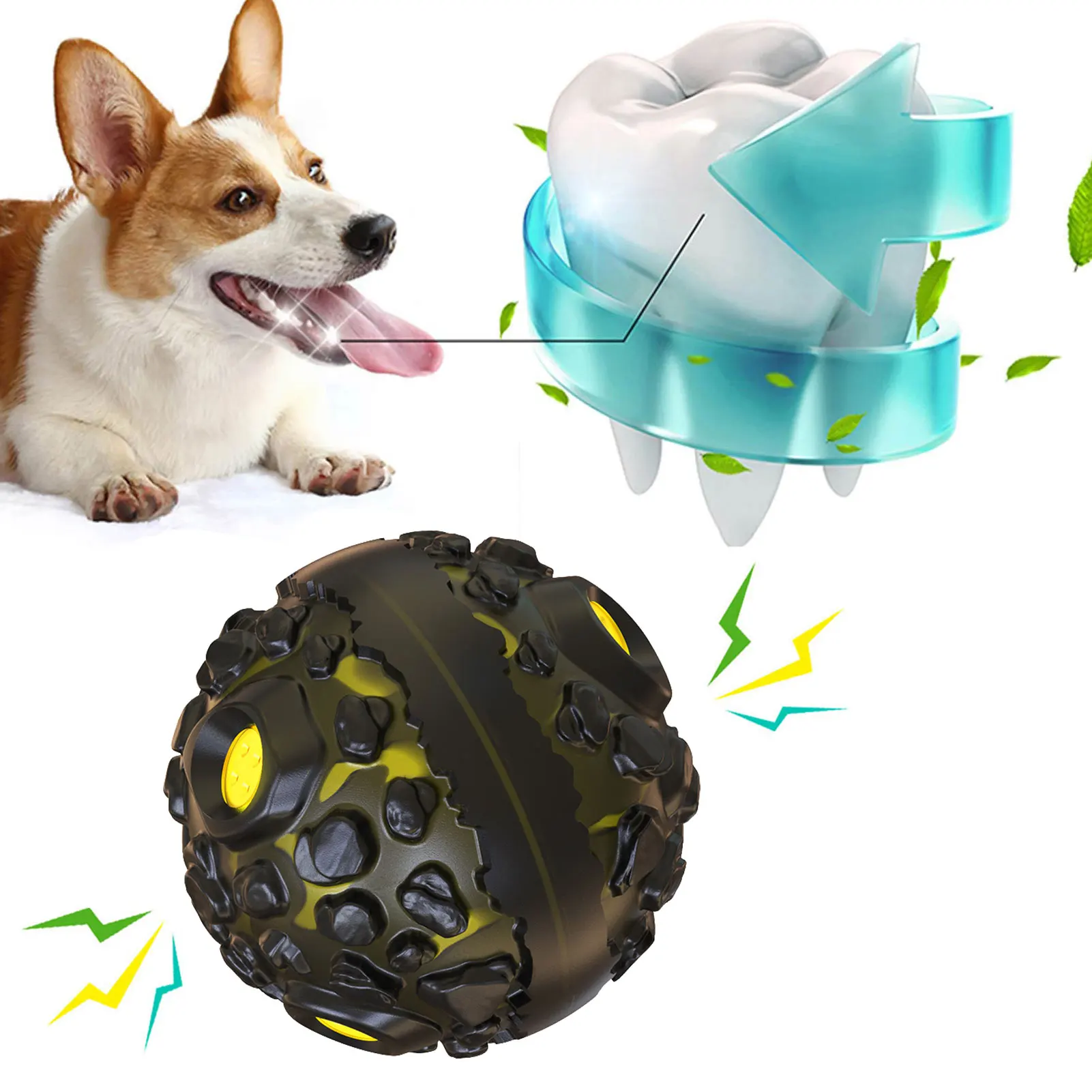 

Dog Chew ToyDurable Dog Teeth Toys For Aggressive Chewers Squeaky Pet Dog Chewing Grinding Toys Interactive Dog Teeth Cleaning