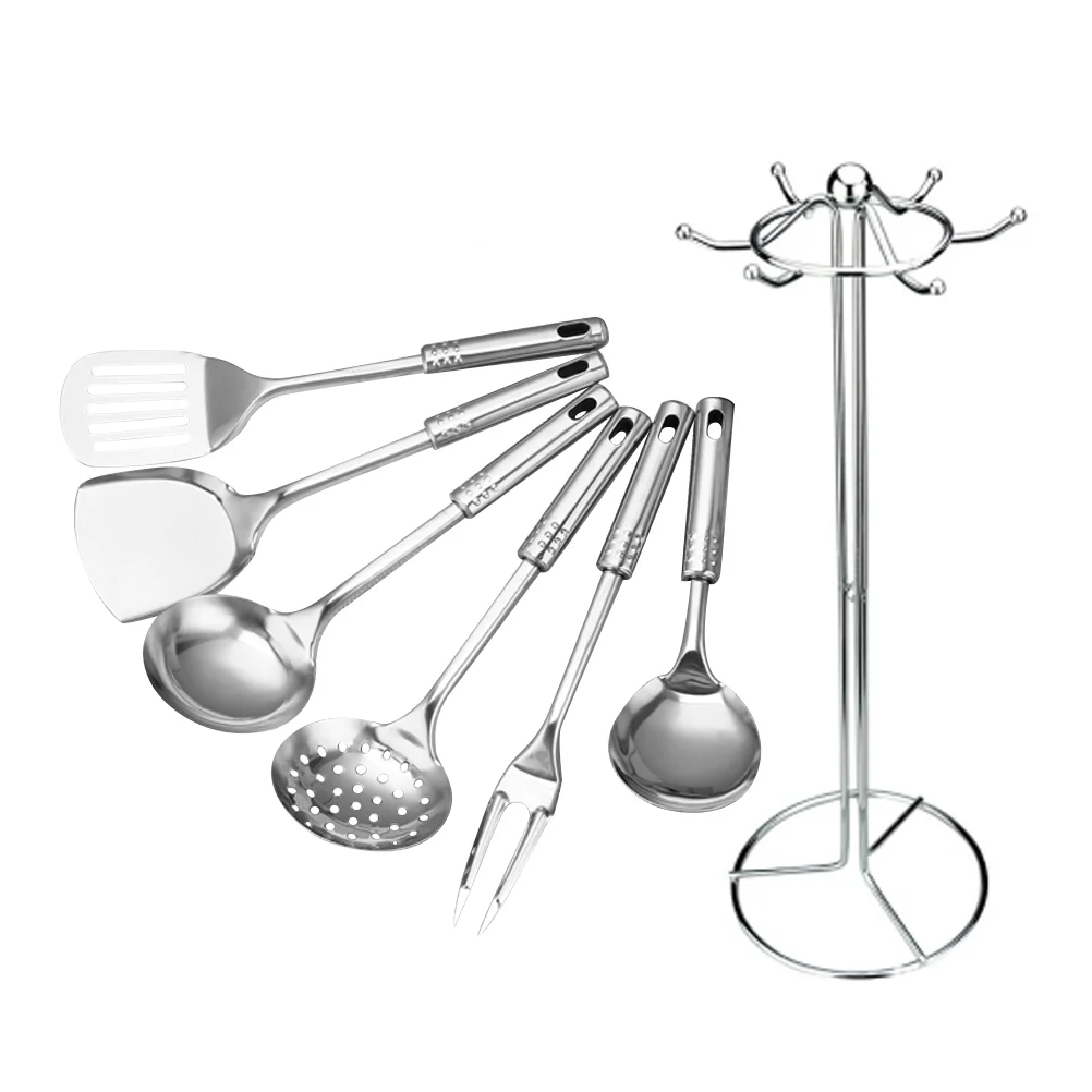

Kitchen Utensils Cooking Utensil Steel Sets Spoons Serving Nonstick Wares Stainless Tools Organizer Holder Rotating Gadgets Set